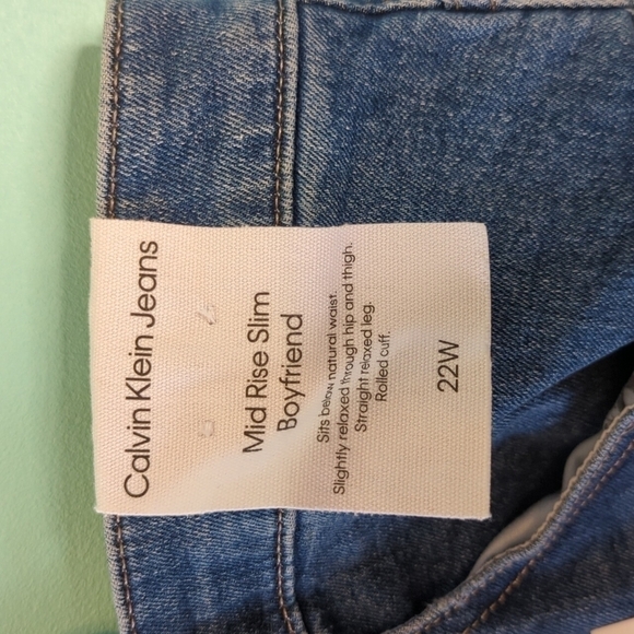 CALVIN Klein Mid Rise Slim Boyfriend Jeans Elastic Waist 22W New - Picture 6 of 10